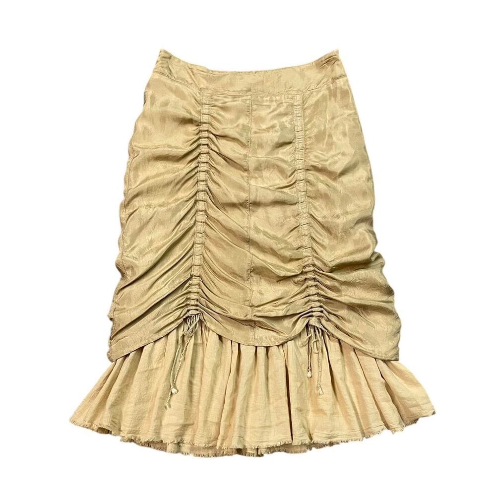 Vintage 90’s Y2K whimsy goth grunge coquette layered ruched midi skirt Size 5/6